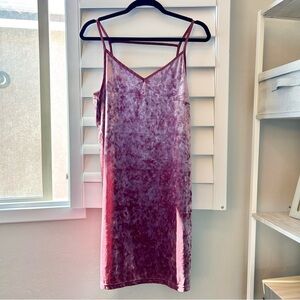 Roxy Velvet Camisole Dress | Size L in Blush Berry Maroon Color | Crushed Velvet